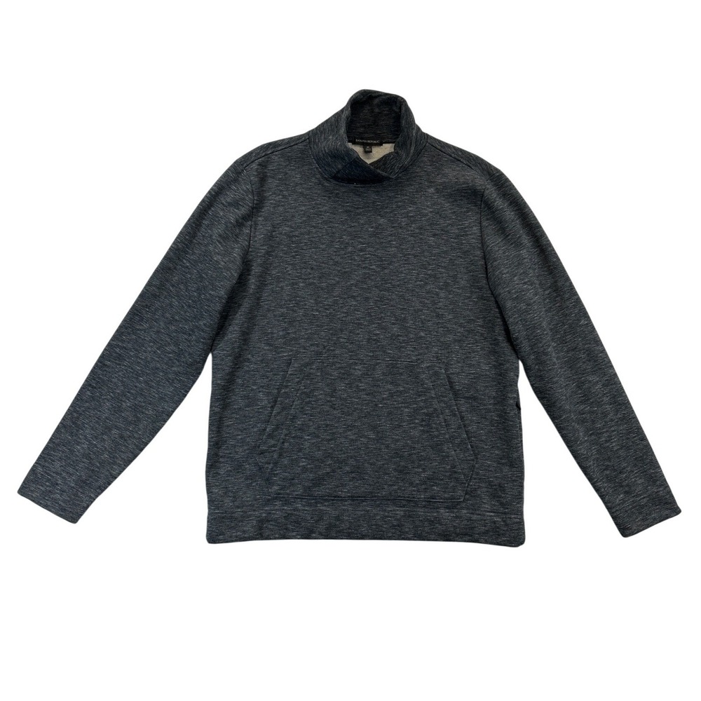 Banana Republic Pullover Mens M Gray Space Dye Funnel Neck Mock Sweatshirt